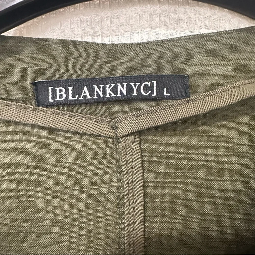 BLANKNYC Olive Green Draped Front Jacket L Waterfall‎ Asymmetrical Hem